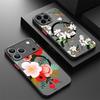 Magnetic For Magsafe Flower Case For iPhone 16 Pro Max Coque iPhone 15 Pro Max 14 13 12 11 17 Air Luxury Matte Back Hard Cover