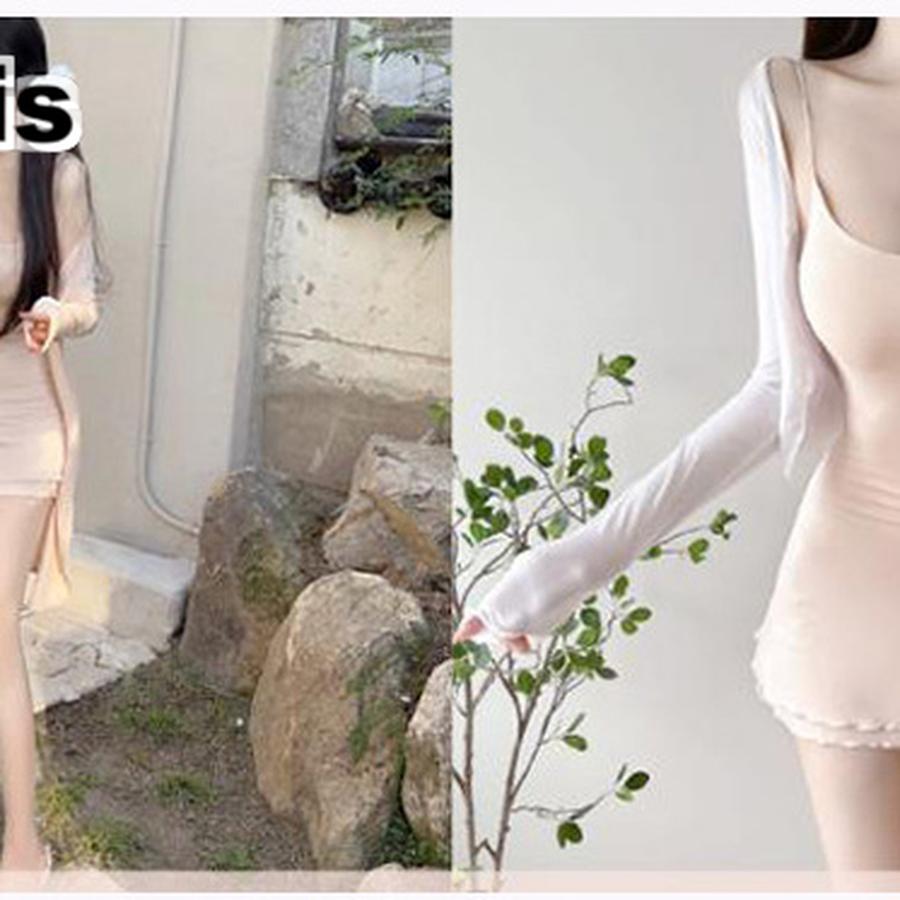 Korean Dongdaemun New Sexy Bodycon Sling Dress with Leaf Detail