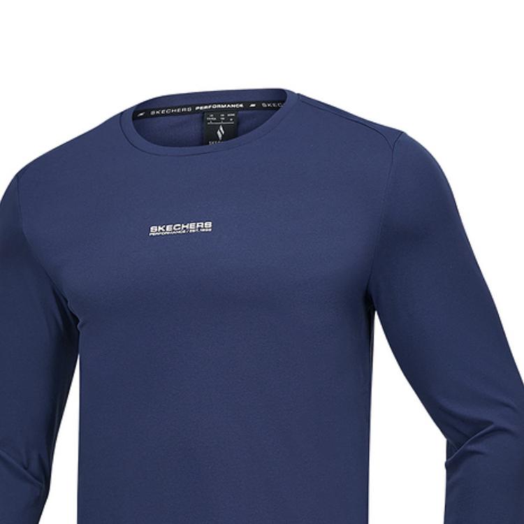 Skechers Comfortable Casual Simple Versatile Long Sleeve T-Shirt Men Tops Navy-Academy-Blue P225M143-02MZ