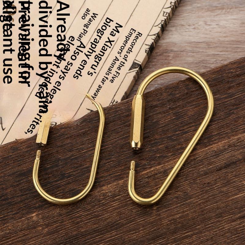 Messing Schlüsselanhänger mit Schloss D Schlüsselanhänger Goldfarben Camping Karabiner Überleben Campingausrüstung Schnallen Haken Schlüsselring Zubehör