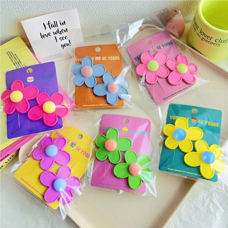 Flower Barrettes Babies Hair Clip Hair Barrette Hair Accessories Girl Headwear Acrylic Material Hair Pins for Children