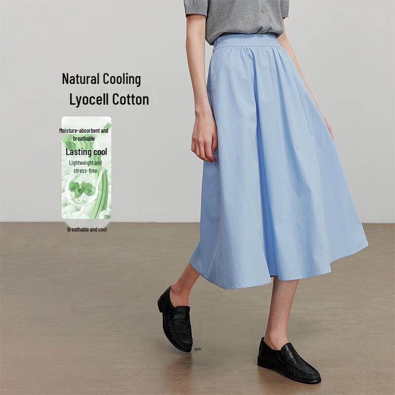 

Women s Cooling Lyocell Cotton A-Line Midi Skirt XL
