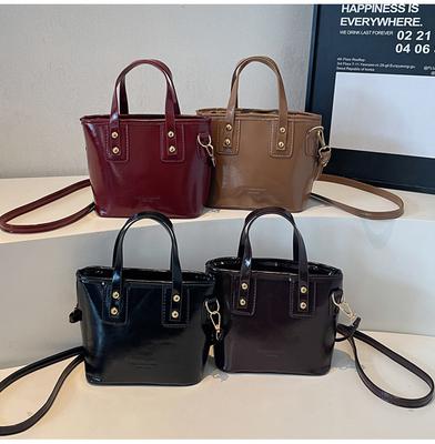 Minimalistische Faux-Leder-Eimertasche im koreanischen Stil für Damen, einfache Schulter-Crossbody-Handtasche