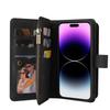For iPhone 15 Pro Max Zipper Wallet Case with 15 Card Slots and Strap Leather Phone Cover
