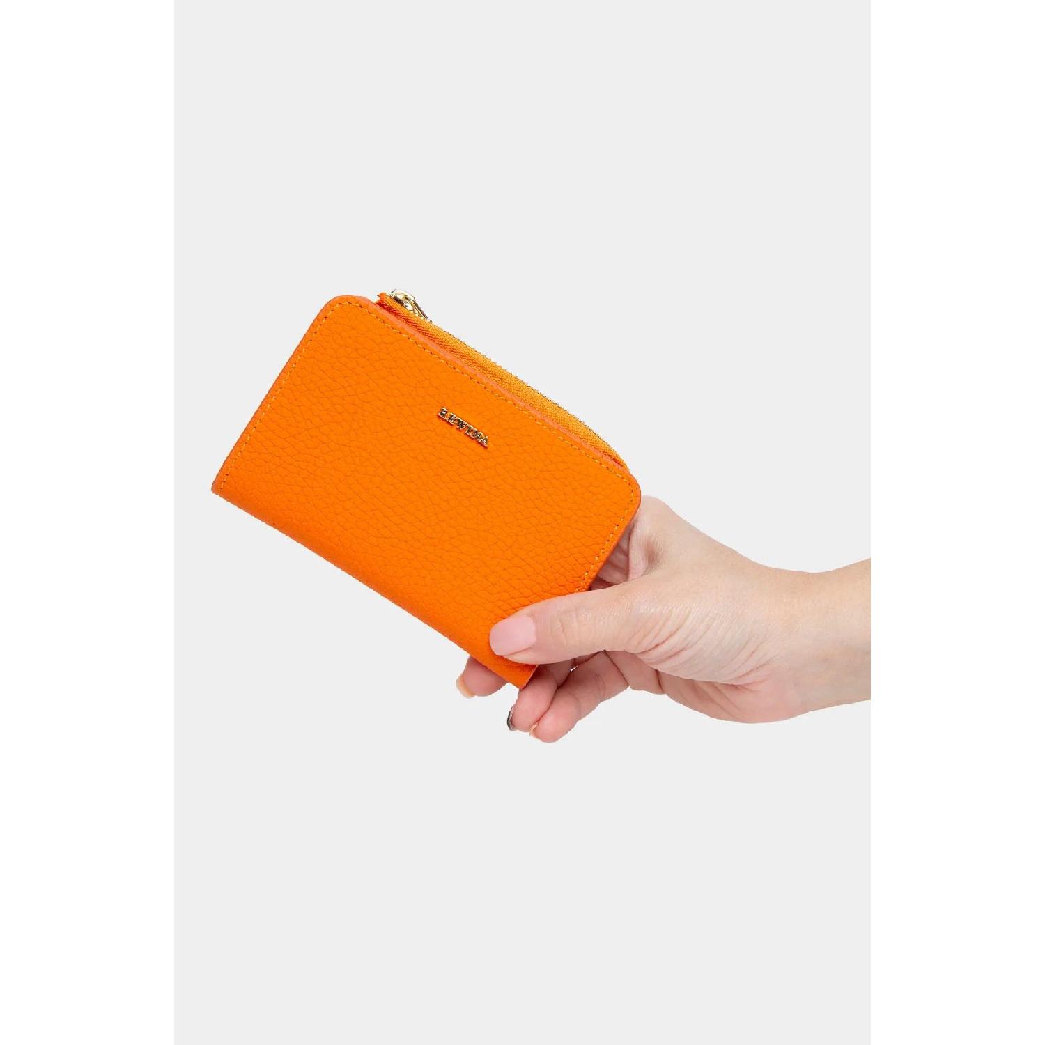 

Genuine Leather Wallet Card Holder Magnet Women s Wallet Portfolio 9110 оранжевый