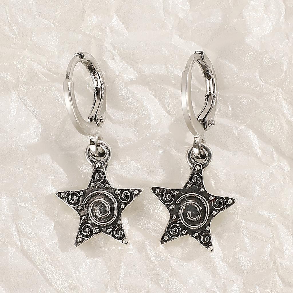 Goth Vintage Cute Bowknot Pink Strawberry Heart Star Pendant Earrings Egirl Gothic 2000s Y2K EMO Rave Zircon Scene Accessories
