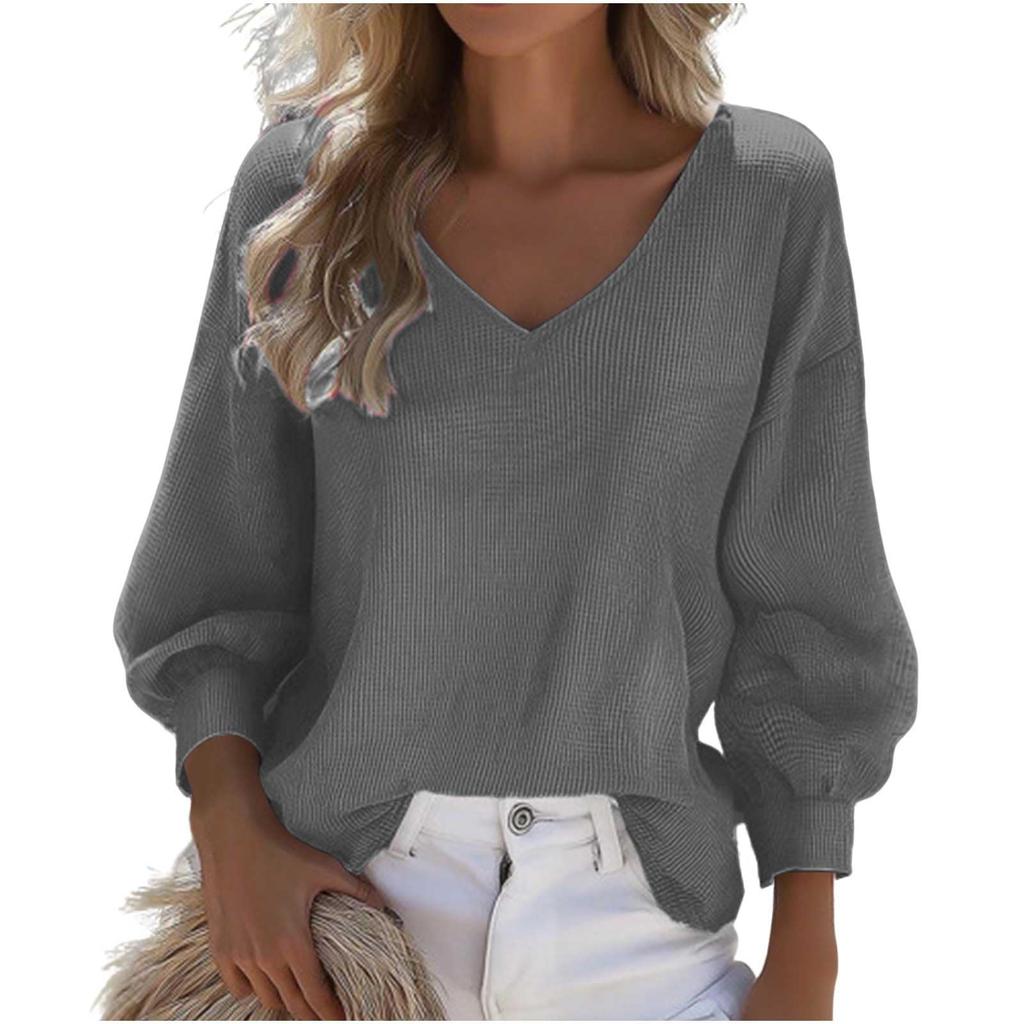 Women's Casual Fashion Long-sleeved V-neck Drawstring Sweatshirt