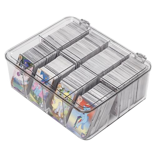 TOREJAX Card Storage Box, Clear Case with Lid, Rounded Corners, Dust Protection, Easy Viewing, Multi-Purpose, for Trading Cards