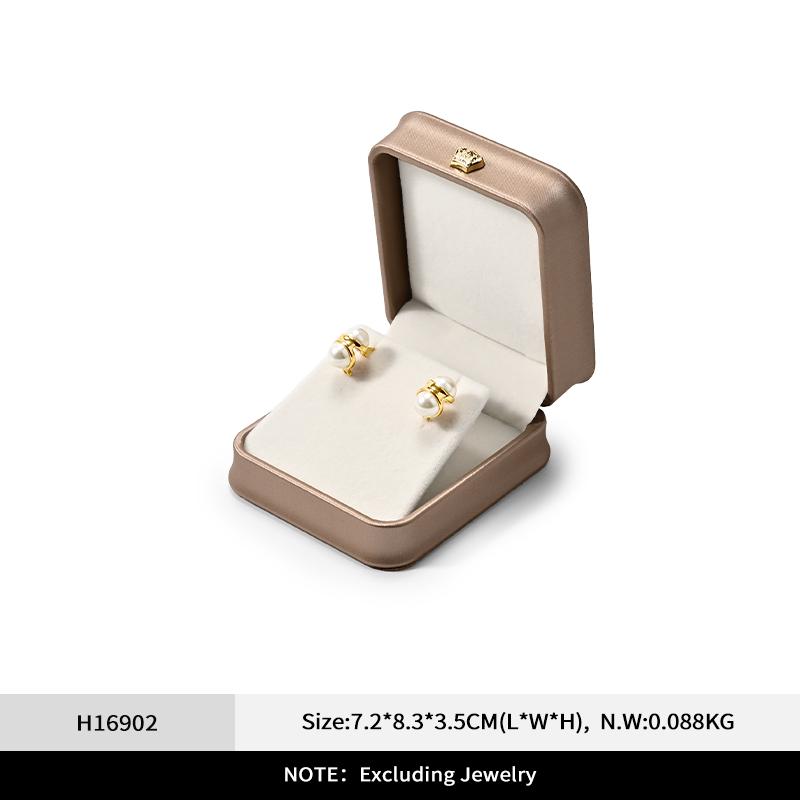 Oirlv Golden Jewelry Ring Box Leather Earring Necklace Pendant Gifts Display Box For Proposal Engagement Wedding Packaging Box