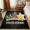 1PC Custom Name "Royal Crown Sparkle" Theme Floor Mat Ideal for Living Room, Game Rooms, Office, Bedroom,Floor Mat Playful Design