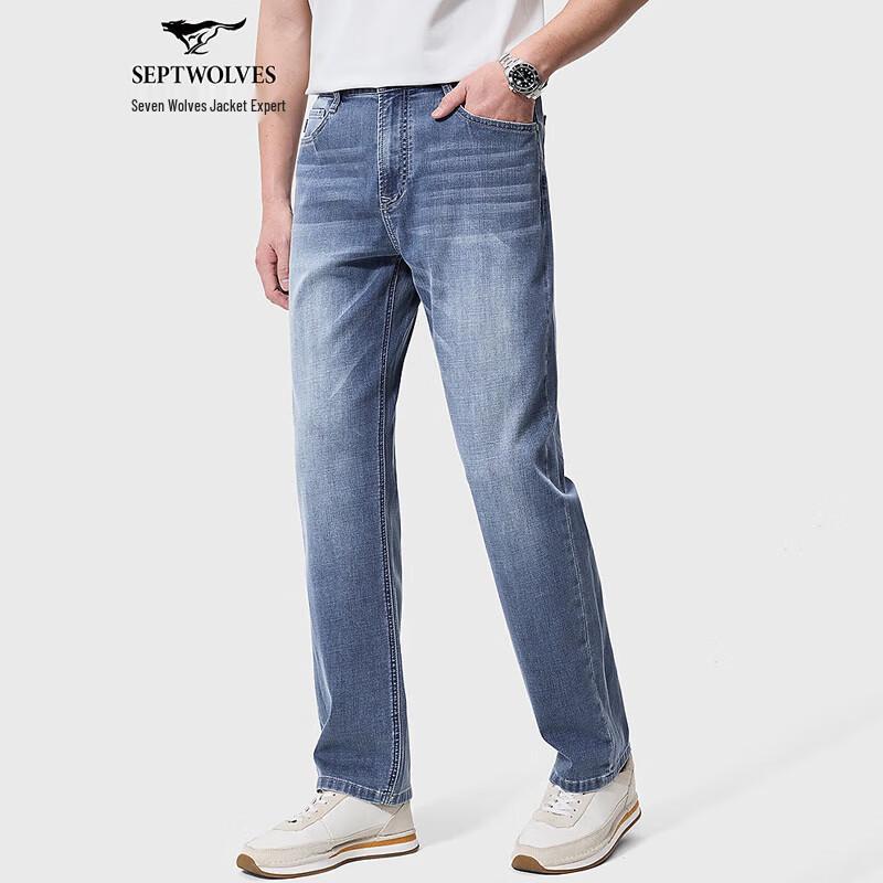 SEPTWOLVES Men s Straight Leg Washed Denim Jeans 35A