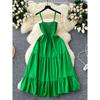 Sling Dress Women's 2024 Summer Dress New Arrival Elastic Tight Waist Slim Looking Sleeveless Tube Top Ruffles Long Dress