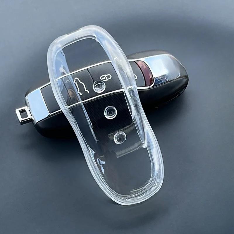 soft TPU Car Key Cover Case Protector for New Porsche Macan 718 Cayenne Paramela 911 Smart Remote Transparent shell Accessories