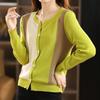 Navava Women Ribbed Color Block Long Sleeve Knit Cardigan Nk3149
