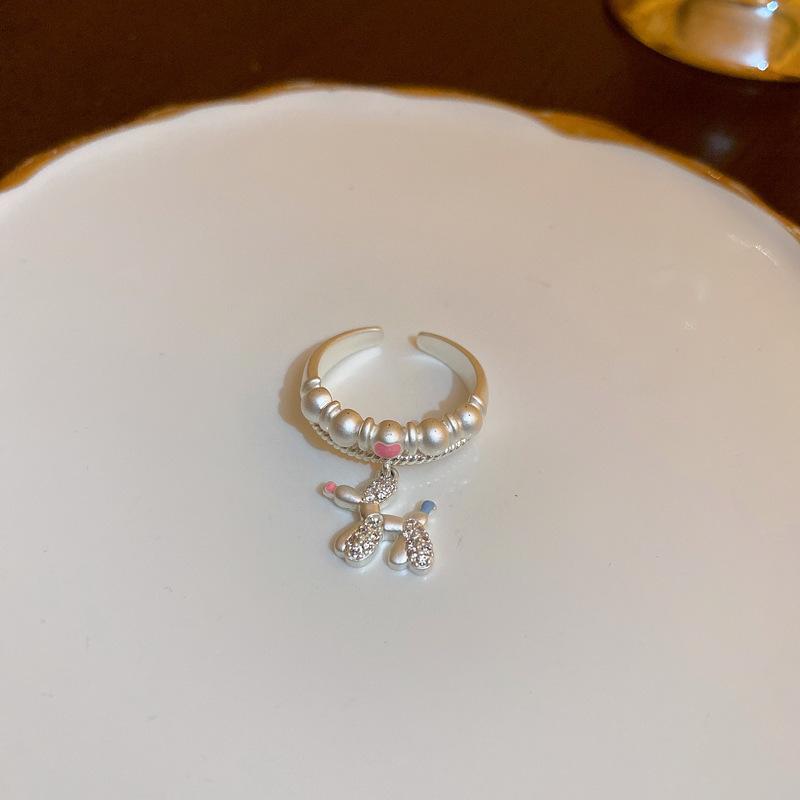 Y2K Fashion Matte Silver Color Star Puppy Rings Girl Sweet Cute Geometric Open Ring For Women Party Jewelry Accessories Gifts