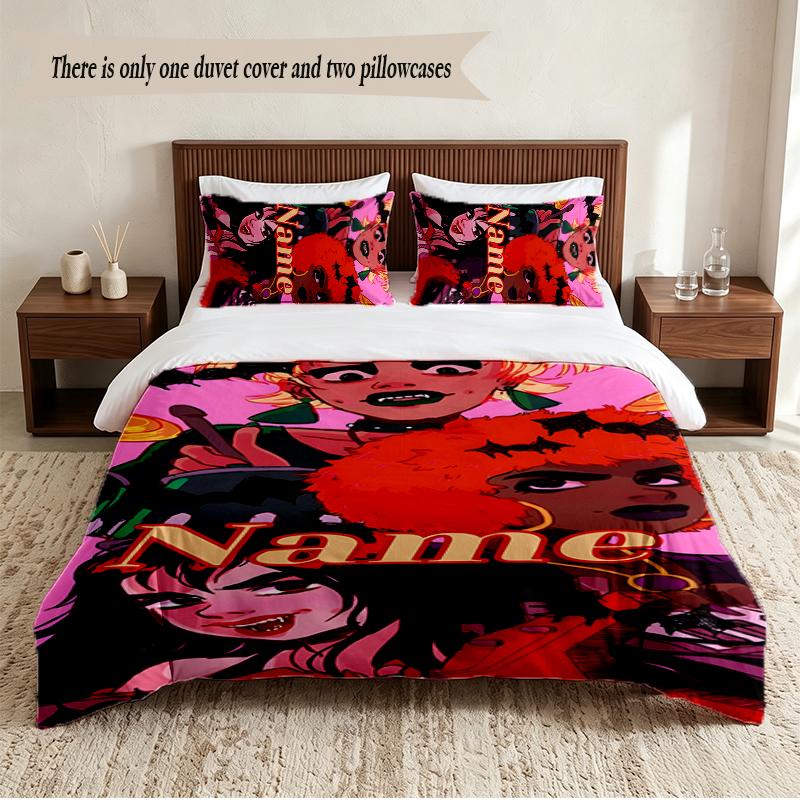 Hex Girls Personalized Custom Name 3‑Piece Bedding Set Soft Duvet Cover Set For Bedroom Home Decor