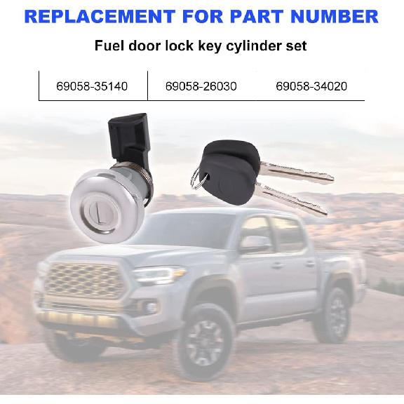 

Fuel Door Lock Cylinder Key Set Compatible with 1995-2004 Toyota Tacoma, 2000-2003 Toyota Tundra Gas Locks Filler Lid Replacement for 69058-35140