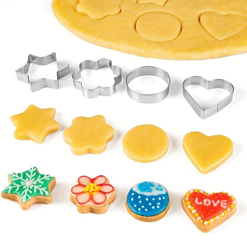 12pcs Metal Biscuit Cutter Set, Stainless Steel Set of Flower Center Round Star-shaped Small Biscuit Cutter, Biscuit Cutting and Baking Mold,