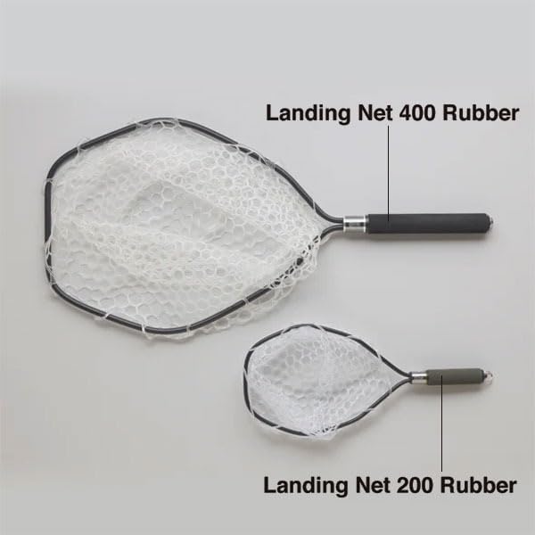 RGM GEAR Landing Net Beginner Fishing 400 (ROOSTER MARKET) 400/200 Rubber, Tackle, Silver/Black