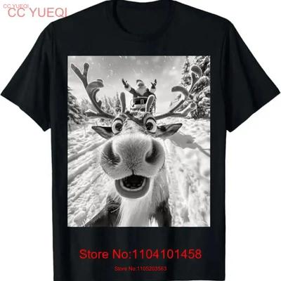 Funny Reindeer Selfie Christmas T Shirt Vintage Designer Clothes Casual Top For Everyday Wear Fashion Breathable Stylish