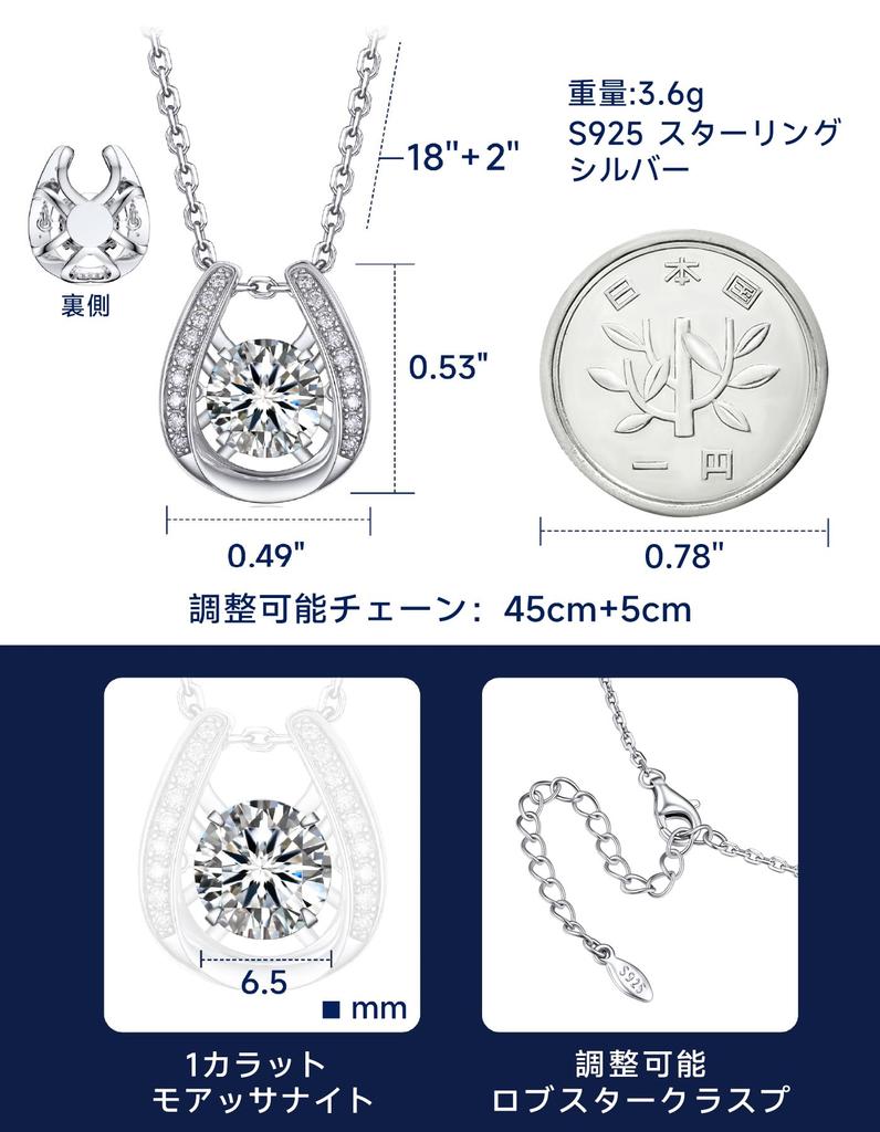 [MomentWish] Dancing Stone Necklace for Women, Moissanite Pendant, Sterling Silver 925 Chain, Hypoallergenic, Artificial Diamond, Birthday/Anniversary