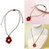Hollow Flower Red Acrylic Pendant Clavicle Chain Floral Jewelry Gift Beach
