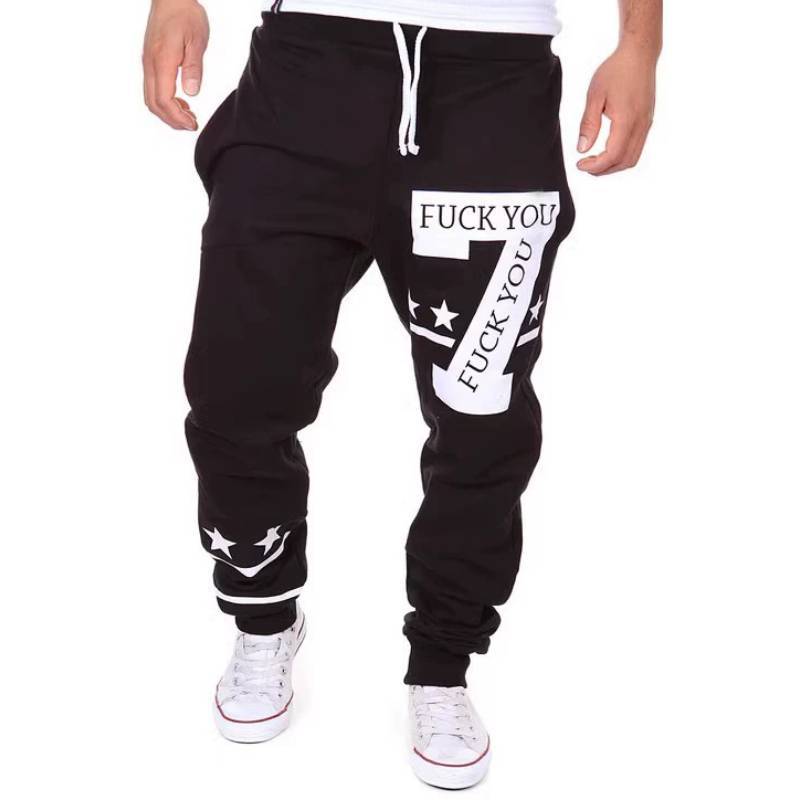 Casual Pants Men Cotton Blend With 7 Digit Print For Summer Youth Comfort