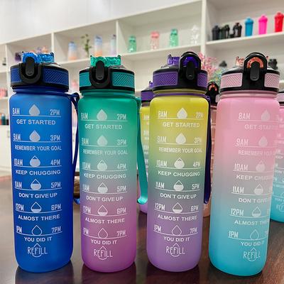 1L Portable Water Bottle Motivational Sports Water Bottle with Time Maker Leak-proof Cup for Outdoor Sport Fitness Cycling