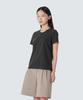 SNOWPEAK APPAREL Ribbed Women'S V-Neck Short Sleeve T-Shirt (S26Mwfts37) Charcoal