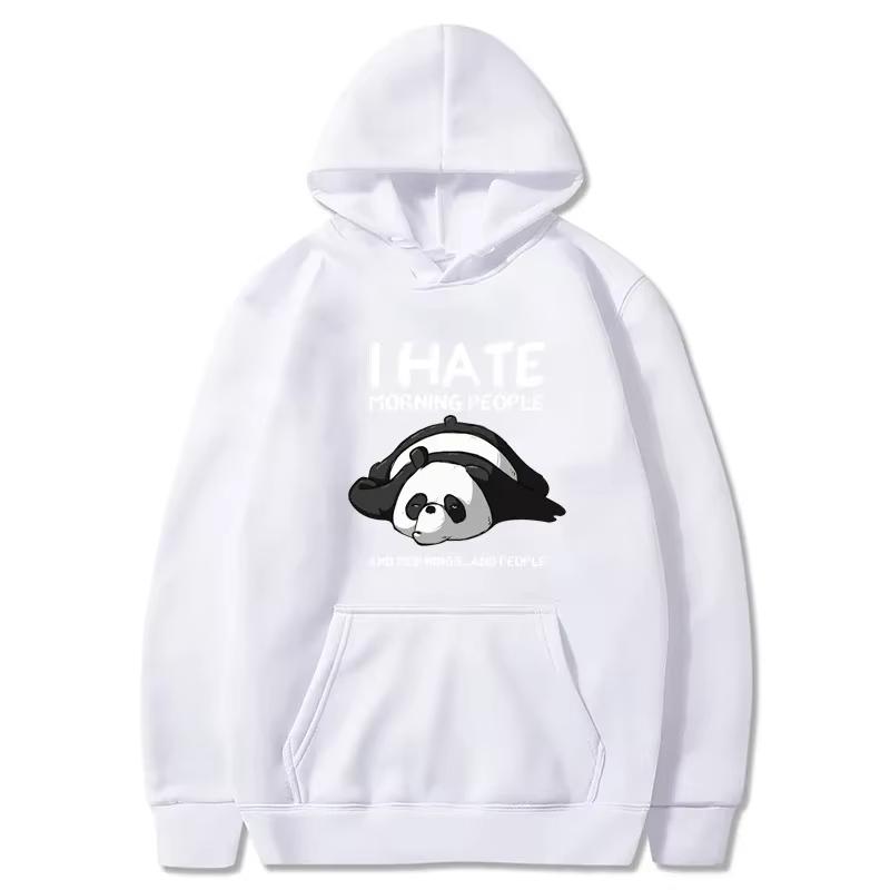 Lazy Panda I Hate Morning People Printed Hoodie Women's Casual Fashion Hoody Autumn Soft Sweatshirt Harajuku Warm Sportswear Men