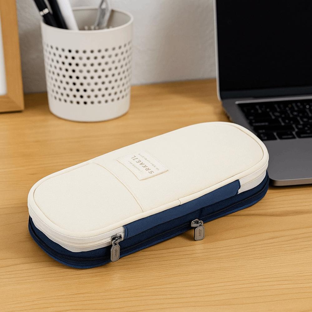 Diagonal Storage Pencil Bag Polyester Macaron Pencil Case Simple Student Pen Bag Boy Girl Kid