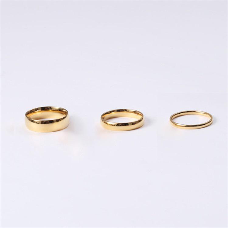 St. Delan Simple Gold-Plated Stainless Steel Couple Ring