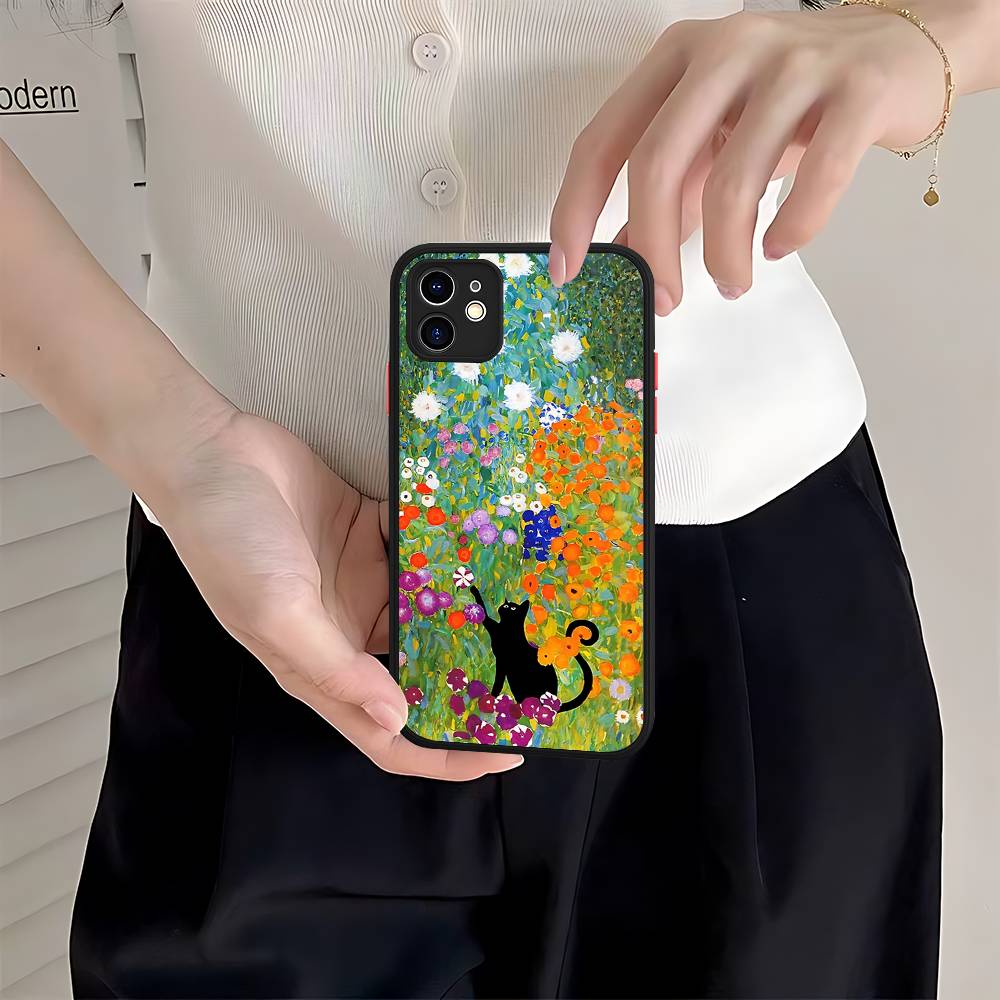Funny Cats Van Gogh Phone Case For IPhone 16 15 14 Plus 15 13 12 11 Pro Max X XS MAX Matte Cover