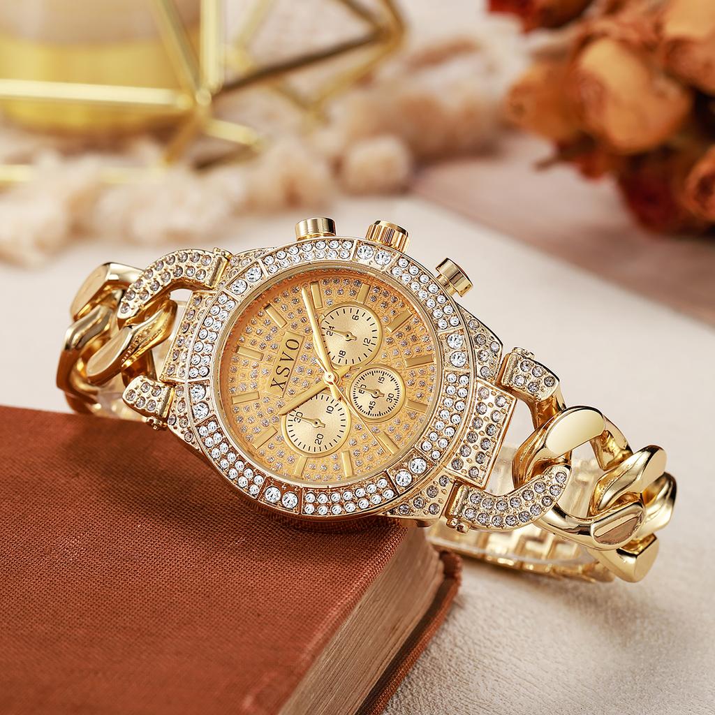 New Fashion Light Luxury Gimono Diamond Chain Strap for Women Quartz Watch for Christmas and Halloween Gifts
