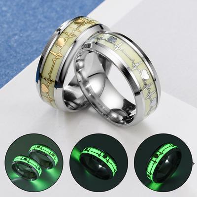 1 Stück feiner Fingerschmuck in Herzform, leuchtender Edelstahl, fluoreszierend, Unisex, kreativer Ring