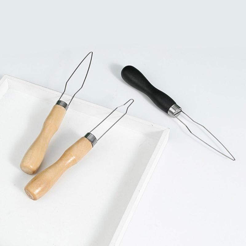 Button Hook Wood Handle Wire Loop Pull Through Aids Button Helper Button Assist Device Dressing Aid Assist Device Tool