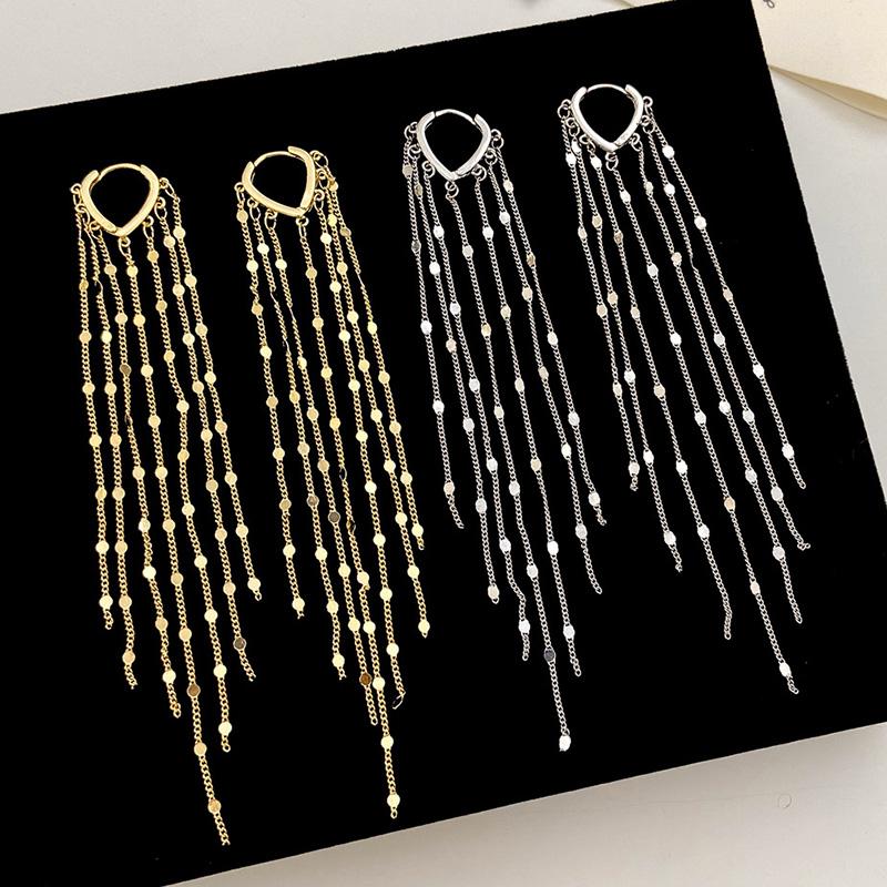 PONYKISS Sterling Silber Kette Quasten Anhänger Creolen für Damen Minimalistisch Geometrisch Fein Trendige Accessoires
