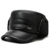 Middle-Aged and Elderly Hat Men's Winter Warm Father Grandfather Leather Hat Velvet Cold-Proof Old Man Ear Protection Flat Cap