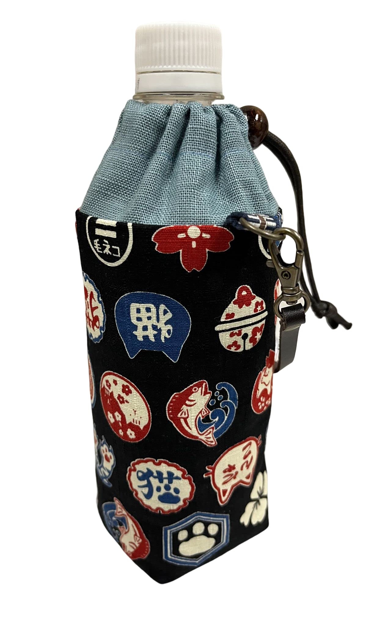 Ручная работа Fujita Бутылка для воды Японская Производства Темно-синяя с Узором из Кошек [Ручная работа Fujita] Держатель, Термоизолированная (для холодных/горячих напитков), Узор, Ручная работа, Япония,