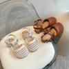 Kleinkind Mädchen Sandalen Kinder Sommer Sandalen Einfarbig Aussparungen Kinder Lässige Gewebte Mode Lauf Flache Sandalen Seite Schleife