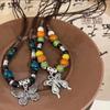 Retro Chinese Ethnic Butterfly Beaded Necklace - All-Match Ancient Style Clavicle Chain for Women