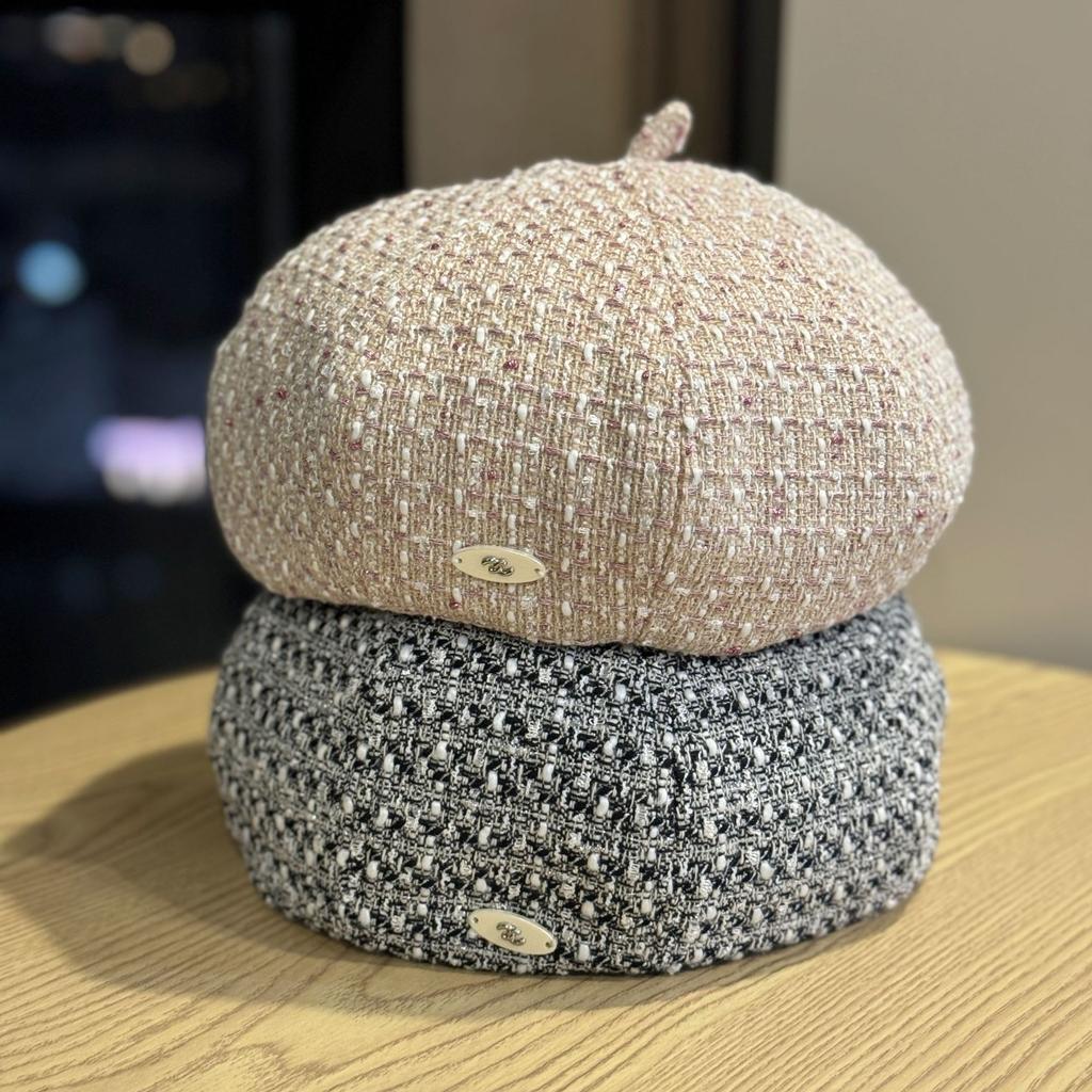 New Style Small Fragrant Black Beret for Women in Autumn Small Face Korean Temperament Octagonal Painter's Beret Hat