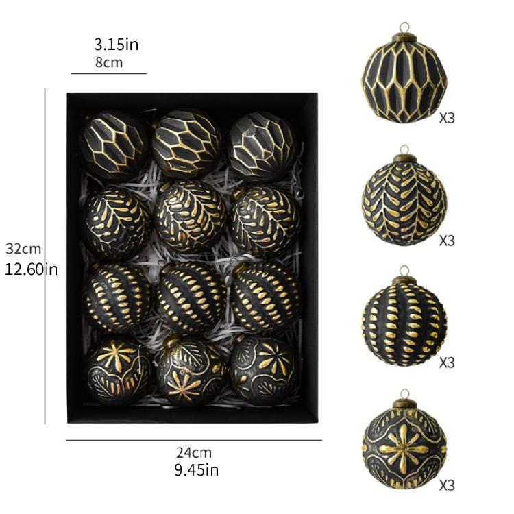 12Pcs Shimmering Christmas Ball Ornament 8cm Shatterproof Christmas Baubles Hanging Decorations for Tree Wreath Mantels