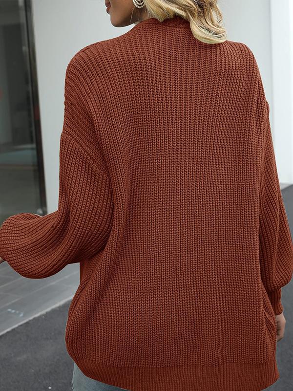 Autumn and Winter New Lantern Sleeve Sweater Women's Coat Coarse Yarn Pocket Sweater