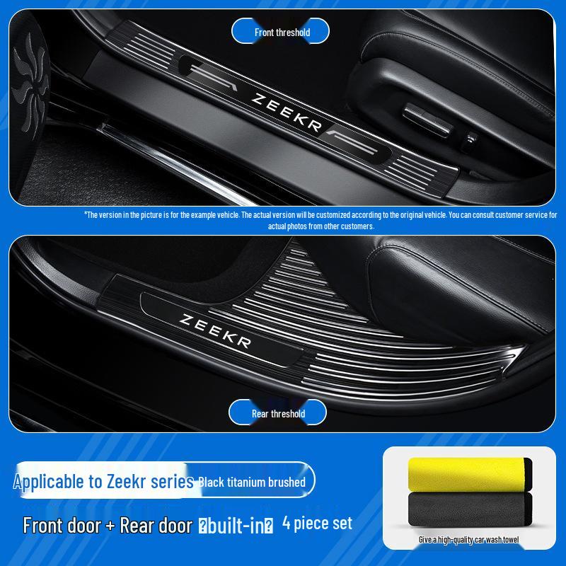 Zeekr 001 Stainless Steel Door Sill Strips: Fits 26 Models, Refreshed 9X, 007 GT, and 009 X for Added Protection and Style.