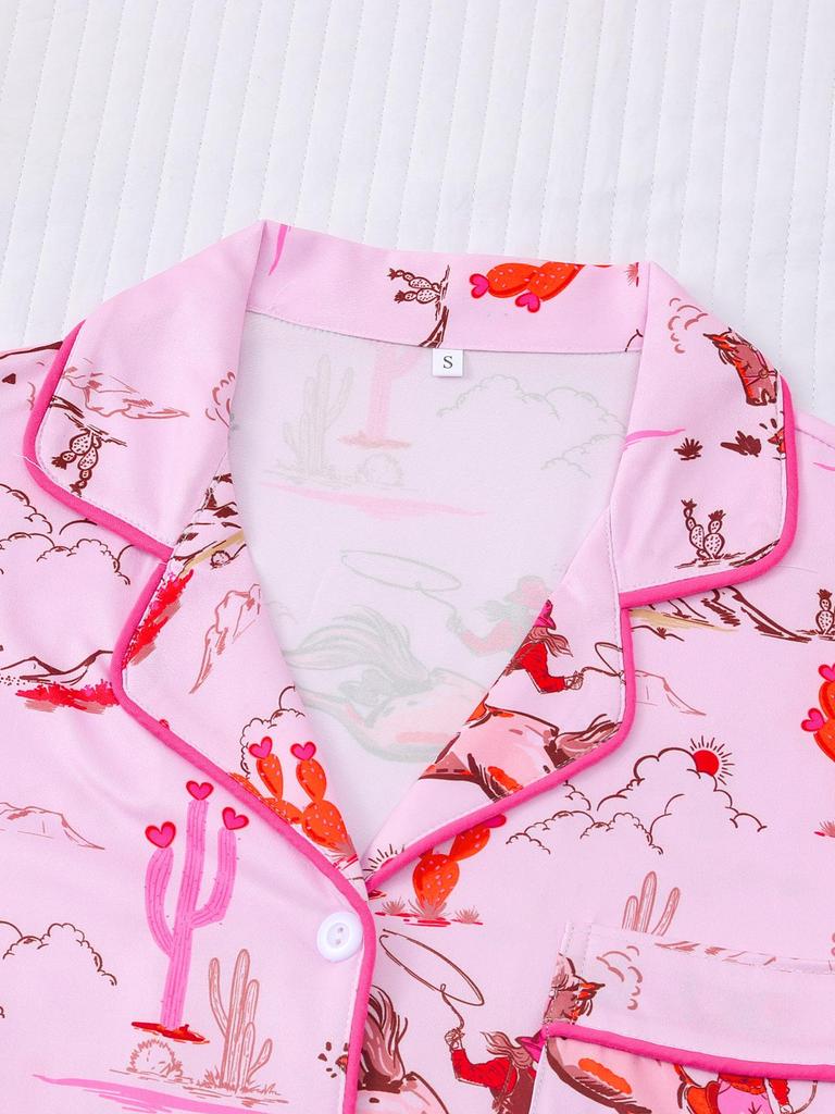 2025 Summer Multi-Color Print Short Sleeve Shorts Homewear Set