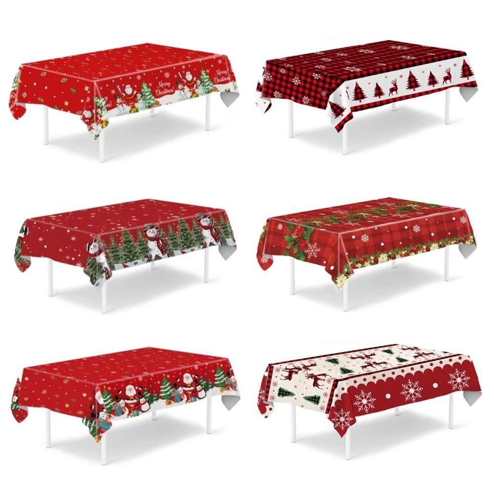 Plastic Christmas Tablecloth Santa Claus Elk Party Tablecloths Table Cover Christmas Decoration