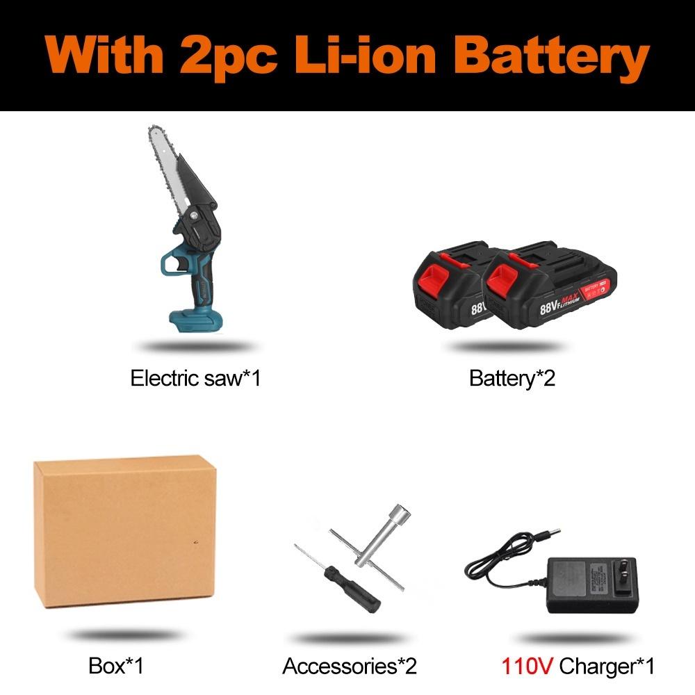 6 Inches Mini Electric Saw 88VF Chain Garden Tree Recording Saw Woodworking Tool Wood Cutter for 18V Battery 3000w