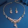3 pcs Zircon set with artificial pearl decorative necklace and earrings, suitable for women to attend parties