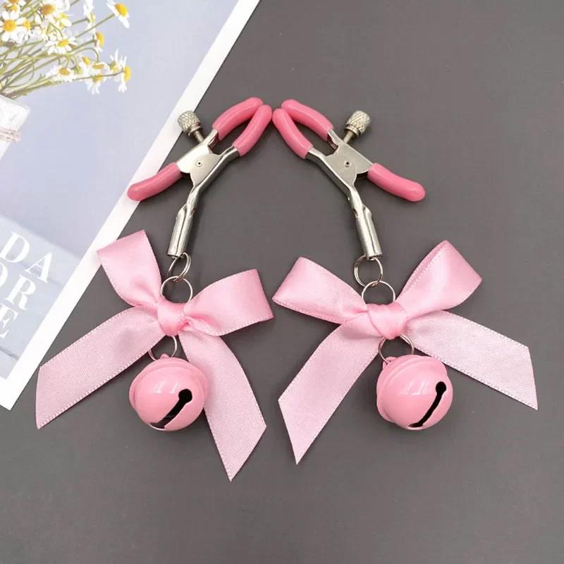 Black And Pink Woman Sexy Adjustable Nipple Clamp Breast SM Small Bell Adult Fetish Flirting Teasing Sex Toys For Couples